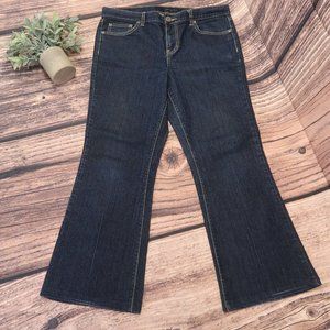 Calvin Klein Jeans Womens 10 Blue Flare Dark Wash Denim Mid Rise Hemmed to 27"